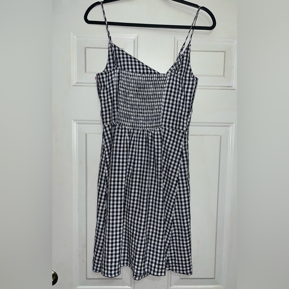 Loft Gingham Mini Cami Dress Black & White Checkered Picnic Sundress Retro NEW 6 - Picture 4 of 5